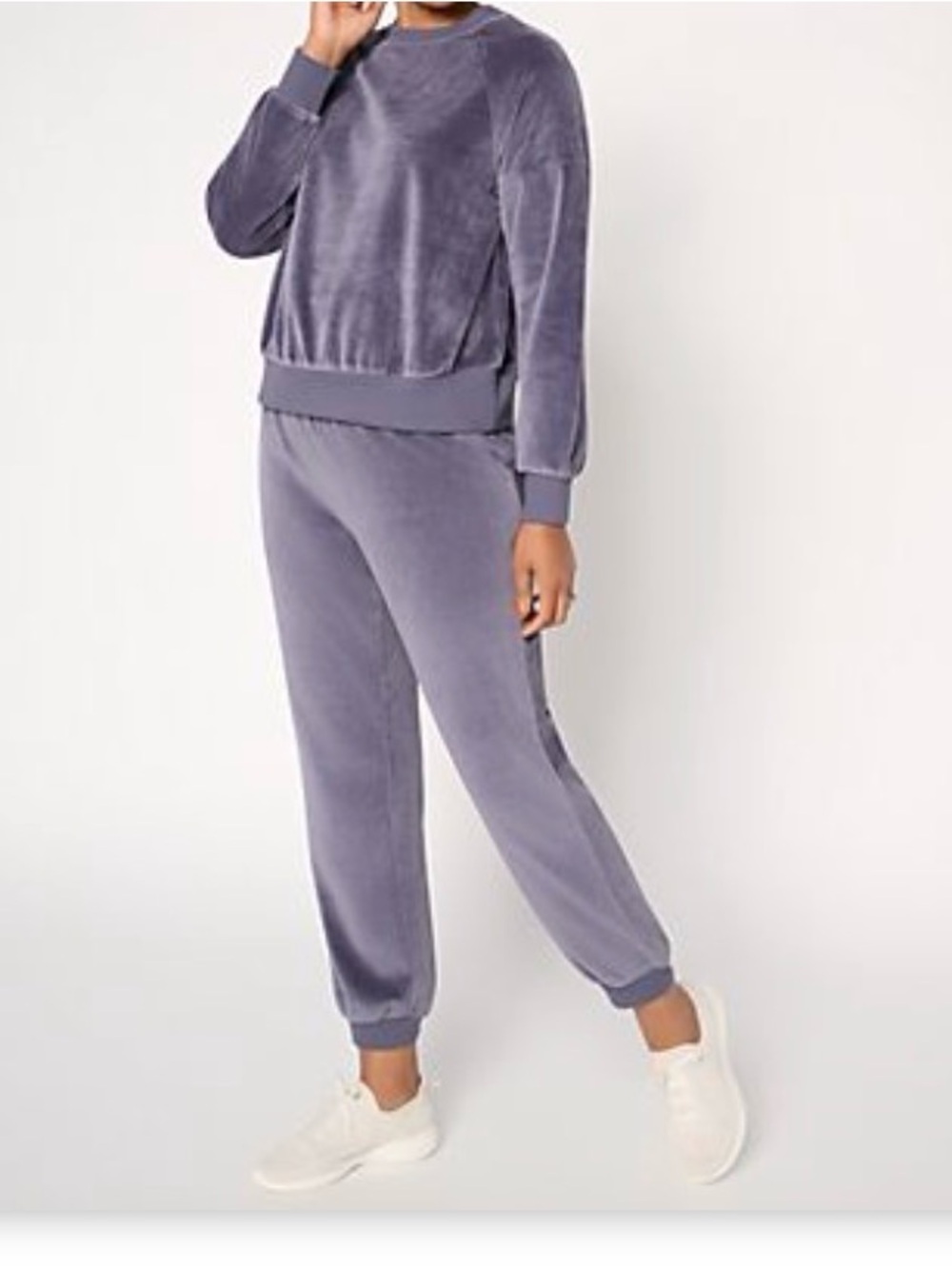 Martha Stewart Lavender Velour Jogger Set - Pullover Top & Elastic Waist Pants